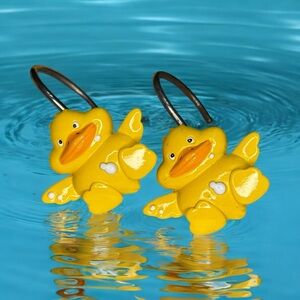 Set 12 Rubber Ducky Shower Curtain Hooks- 2 Regular 2 Towel Off 2 Scuba Masks
